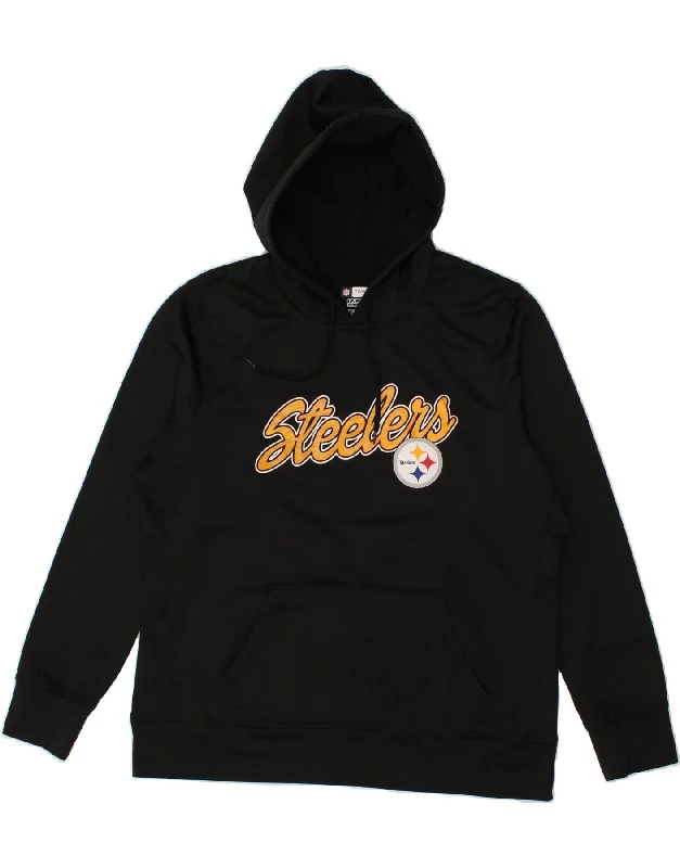 NFL Womens Steelers Graphic Hoodie Jumper UK 18 XL Black Polyester Hoodie with Lining Warm Insulated