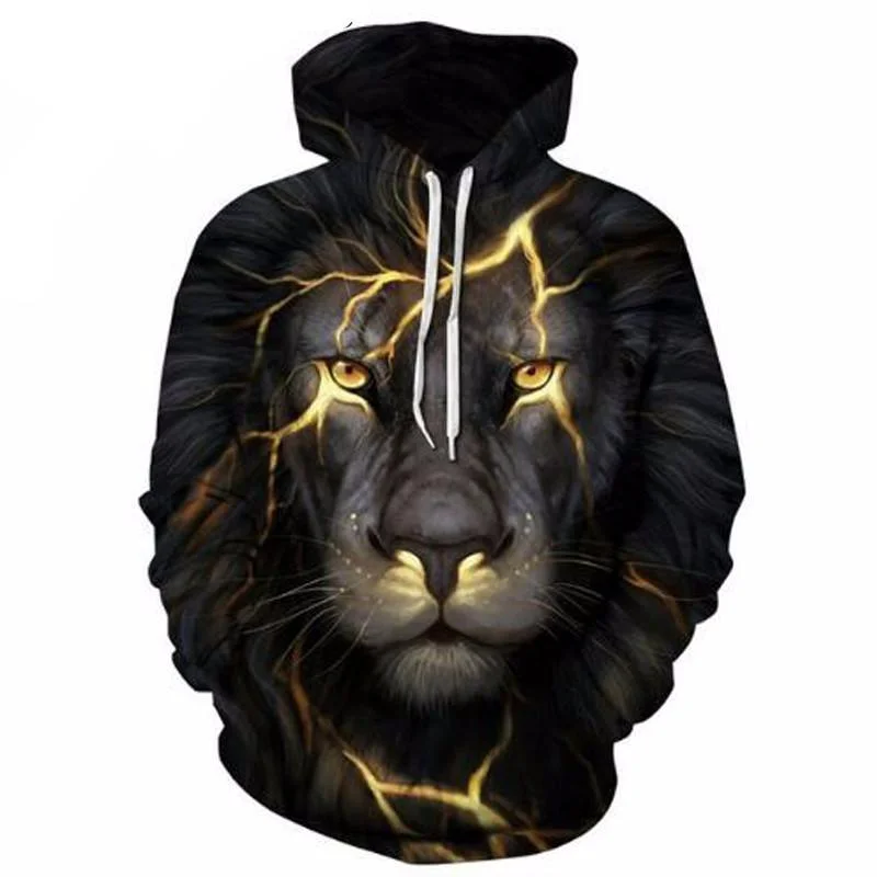 Night Lion Hoodie Hoodie with V-Neck Classic Versatile
