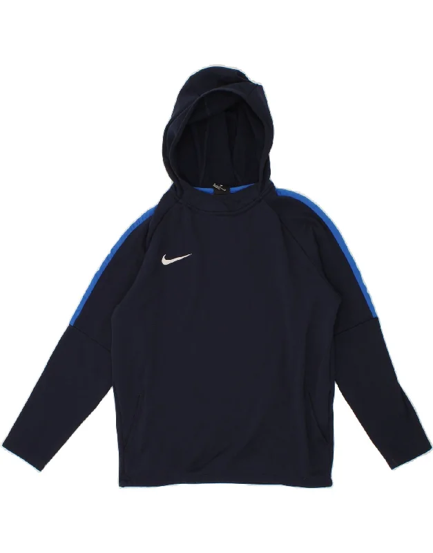 NIKE Boys Dri Fit Hoodie Jumper 13-14 Years XL Navy Blue Colourblock Hoodie with Belted Waist Structured Tailored NIKE Boys Dri Fit Hoodie Jumper 13-14 Years XL Navy Blue Colourblock Hoodie with Belted Waist Structured Tailored