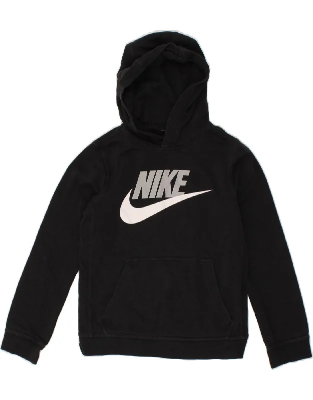 NIKE Boys Graphic Hoodie Jumper 10-11 Years Medium Black Cotton Hoodie with Rolled Sleeves Casual Relaxed NIKE Boys Graphic Hoodie Jumper 10-11 Years Medium Black Cotton Hoodie with Rolled Sleeves Casual Relaxed