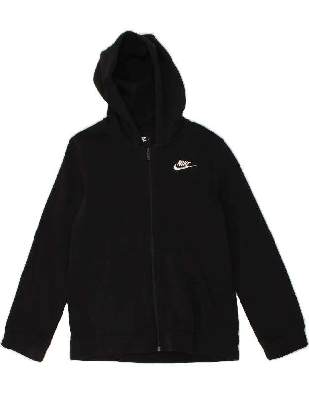 NIKE Boys Standard Fit Zip Hoodie Sweater 10-11 Years Medium Black Cotton Hoodie with Bell Sleeves Flared Feminine