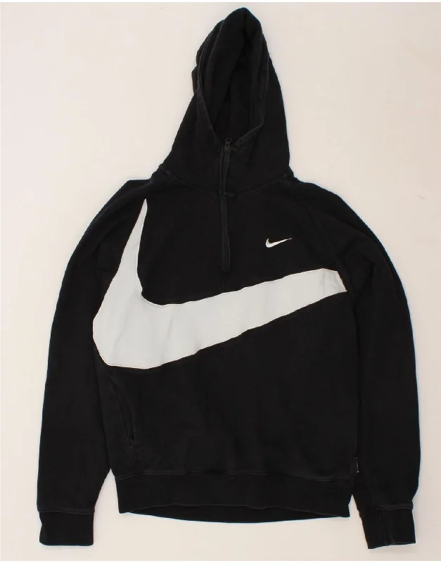 NIKE Mens Graphic Zip Neck Hoodie Jumper Small Black Cotton Hoodie with Hem Ribbing Snug Secure NIKE Mens Graphic Zip Neck Hoodie Jumper Small Black Cotton Hoodie with Hem Ribbing Snug Secure