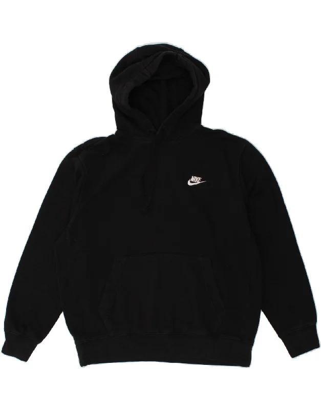 NIKE Mens Hoodie Jumper Large Black Cotton Hoodie with Zipper Placket Modern Functional NIKE Mens Hoodie Jumper Large Black Cotton Hoodie with Zipper Placket Modern Functional