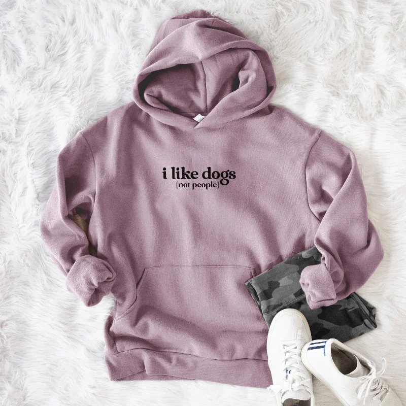 I like dogs - not people  - Bodega Midweight Hoodie Hoodie with Lace Feminine Delicate