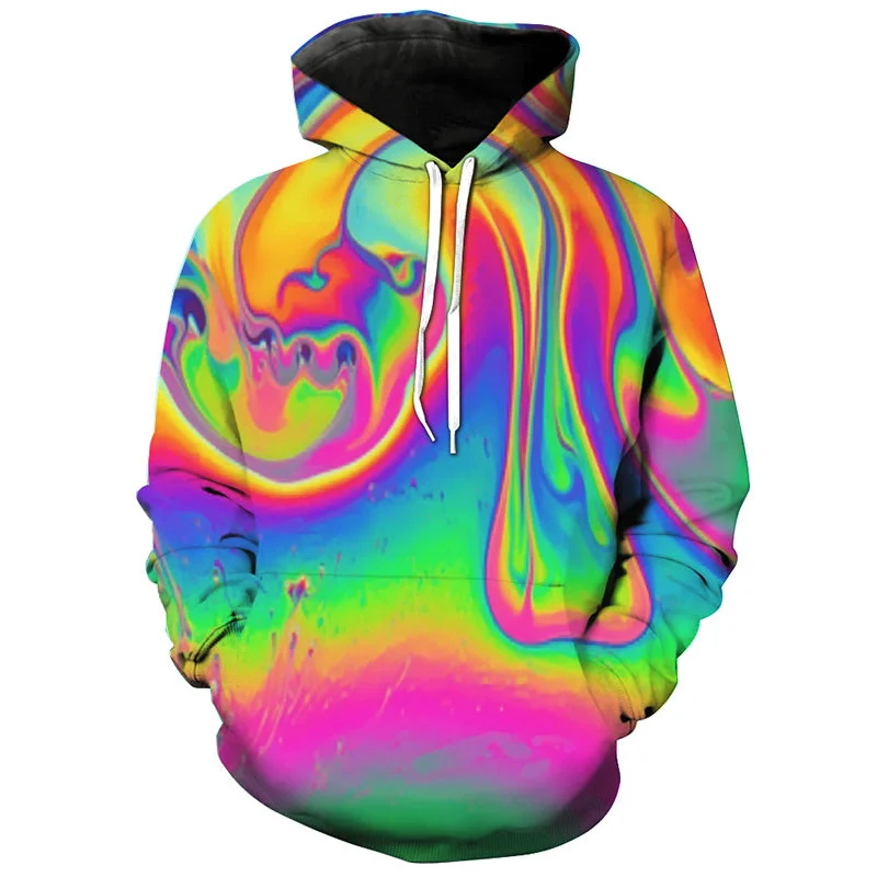 Oil Spill Hoodie Hoodie with Hem Applique Textured Unique