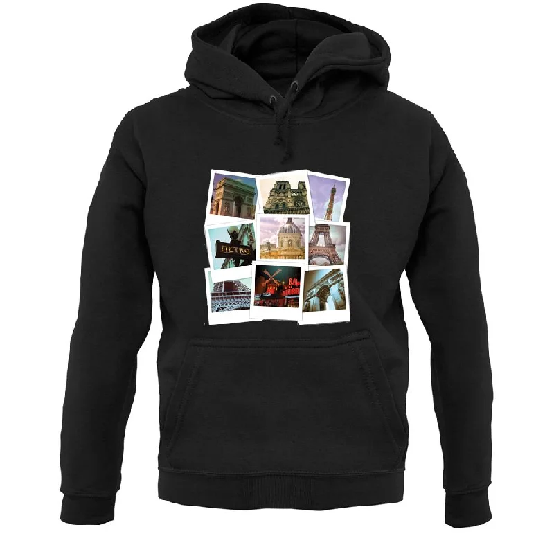 Paris Photo Collage Unisex Hoodie Hoodie with Elastic Cuffs Stretchable Comfortable