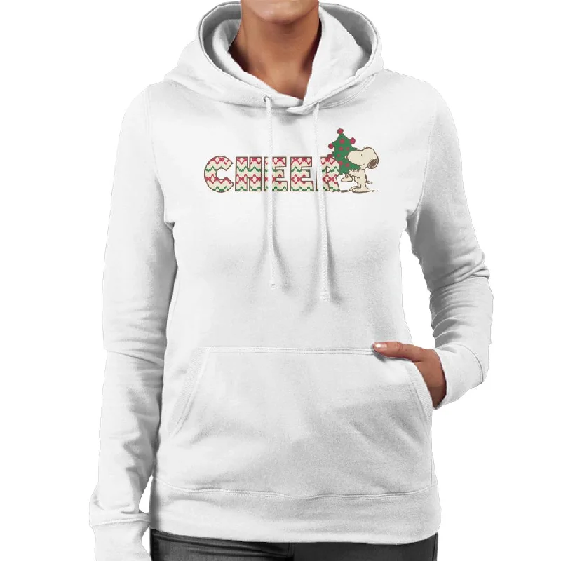 Peanuts Snoopy Christmas Tree Cheer Women's Hooded Sweatshirt Hoodie with Patch Decorative Personalized