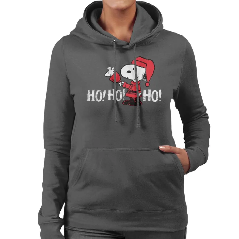 Peanuts Snoopy In A Santa Suit Ho Ho Ho Women's Hooded Sweatshirt Hoodie with Half-Zip Sporty Casual