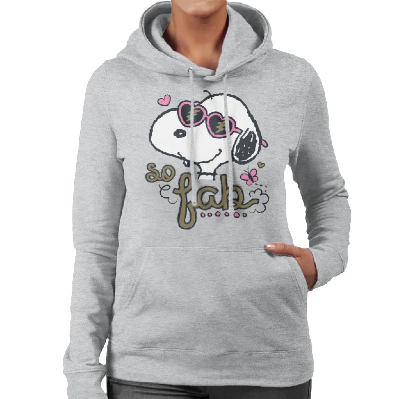 Peanuts Snoopy So Fab Women's Hooded Sweatshirt Hoodie with Drawcord Adjustable Secure