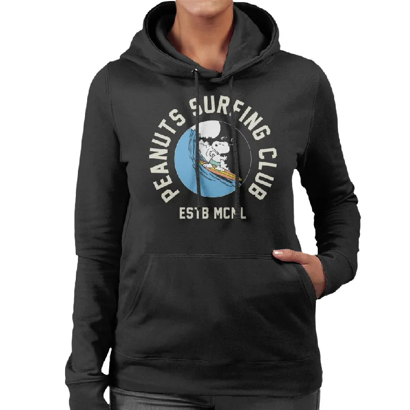 Peanuts Surfing Club Women's Hooded Sweatshirt Hoodie with Illustration Artistic Creative Peanuts Surfing Club Women's Hooded Sweatshirt Hoodie with Illustration Artistic Creative