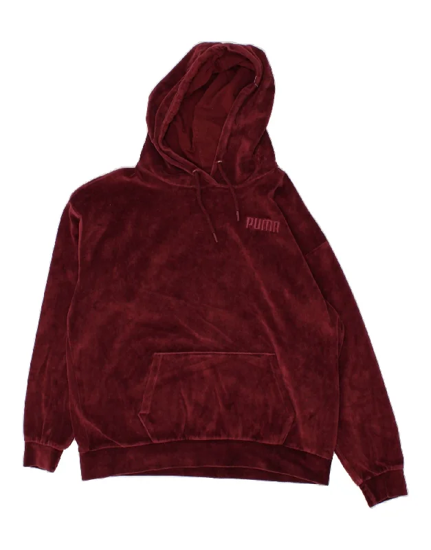 PUMA Womens Velour Oversized Hoodie Jumper UK 12 Medium Burgundy Cotton Hoodie Crop Top Short Trendy PUMA Womens Velour Oversized Hoodie Jumper UK 12 Medium Burgundy Cotton Hoodie Crop Top Short Trendy