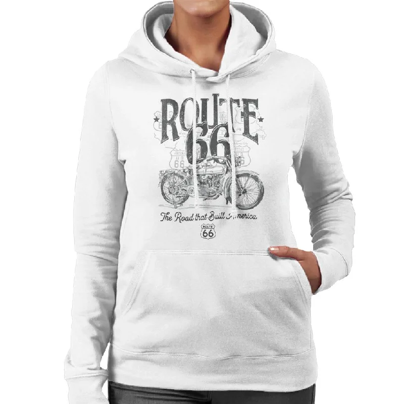 Route 66 Building America Women's Hooded Sweatshirt Hoodie with Thumb Holes Functional Cozy Route 66 Building America Women's Hooded Sweatshirt Hoodie with Thumb Holes Functional Cozy
