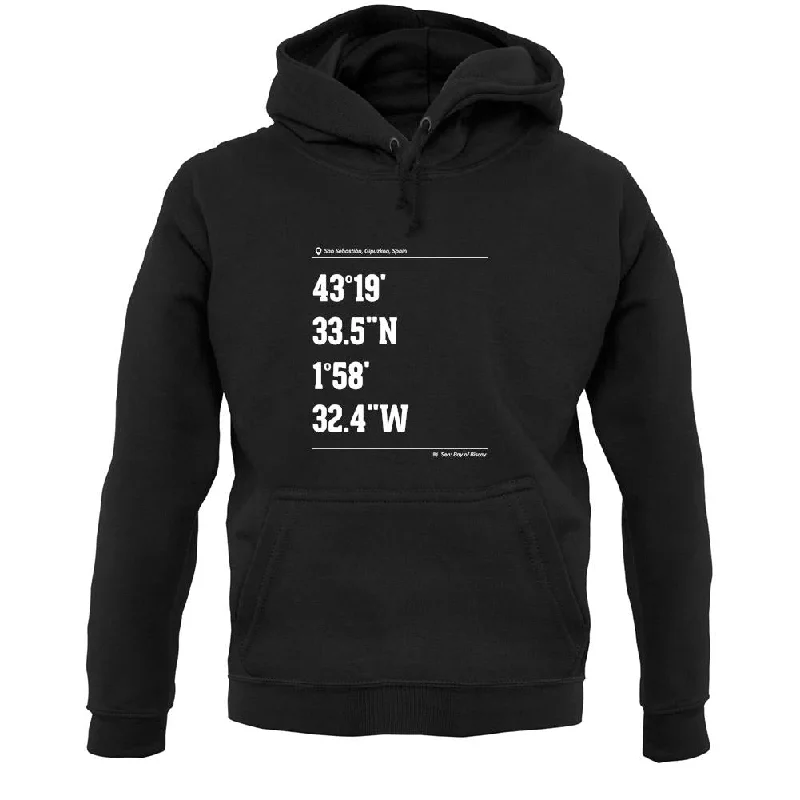 Surfing Coordinates Sansebastian Unisex Hoodie Cotton Hoodie Fleece Lining Warmth