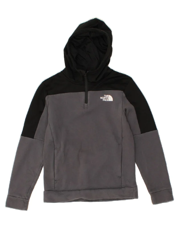 THE NORTH FACE Boys Hoodie Jumper 11-12 Years Large Grey Colourblock Hoodie with Slim Fit Tailored Modern