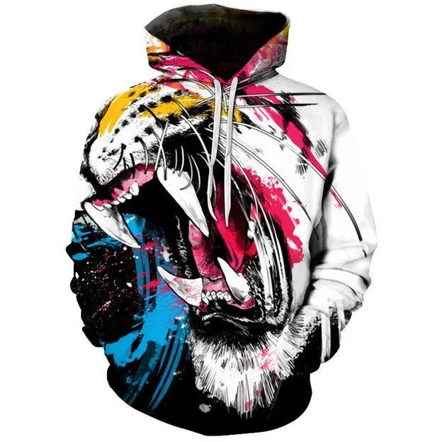 Tiger Jaws Hoodie Hoodie with Hem Raw Edge Edgy Unfinished