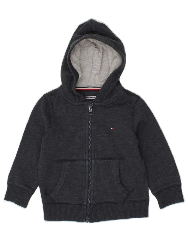 TOMMY HILFIGER Baby Boys Zip Hoodie Sweater 18-24 Months Grey Cotton Hoodie with Hem Drawcord Adjustable Customizable TOMMY HILFIGER Baby Boys Zip Hoodie Sweater 18-24 Months Grey Cotton Hoodie with Hem Drawcord Adjustable Customizable