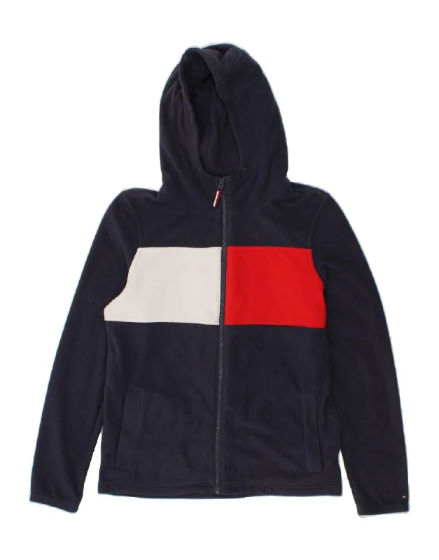 TOMMY HILFIGER Boys Fleece Zip Hoodie Sweater 15-16 Years Navy Blue Hoodie with Slit Hem Functional Movement TOMMY HILFIGER Boys Fleece Zip Hoodie Sweater 15-16 Years Navy Blue Hoodie with Slit Hem Functional Movement