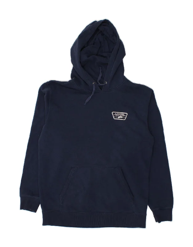 VANS Mens Graphic Hoodie Jumper Medium Navy Blue Hoodie with Emblem Brand Identity