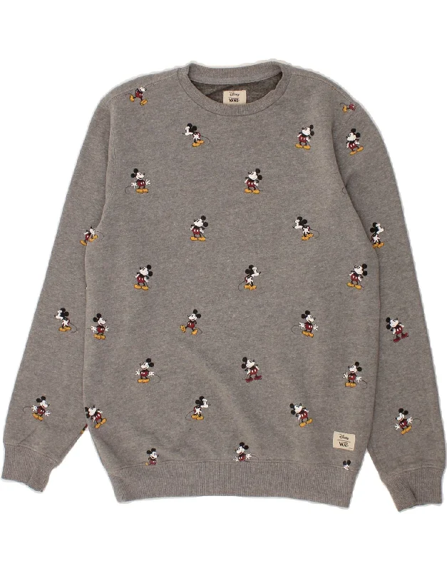 VANS Womens Disney Oversized Sweatshirt Jumper UK 10 Small Grey Spotted Hoodie with Hem Drawcord Adjustable Customizable VANS Womens Disney Oversized Sweatshirt Jumper UK 10 Small Grey Spotted Hoodie with Hem Drawcord Adjustable Customizable