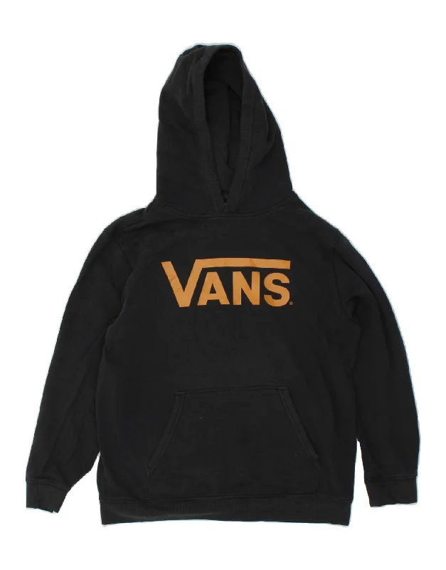 VANS Womens Graphic Hoodie Jumper XL Black Cotton Hoodie with Thumb Holes Functional Cozy