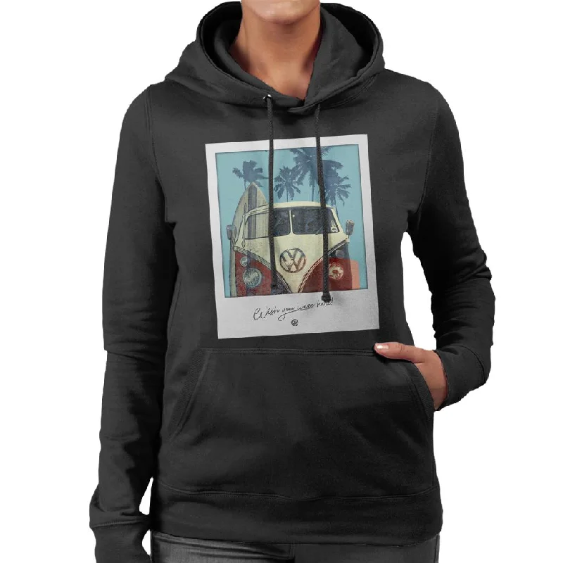 Volkswagen Polaroid Campervan Wish You Were Here Women's Hooded Sweatshirt Hoodie with Relaxed Fit Easy Casual