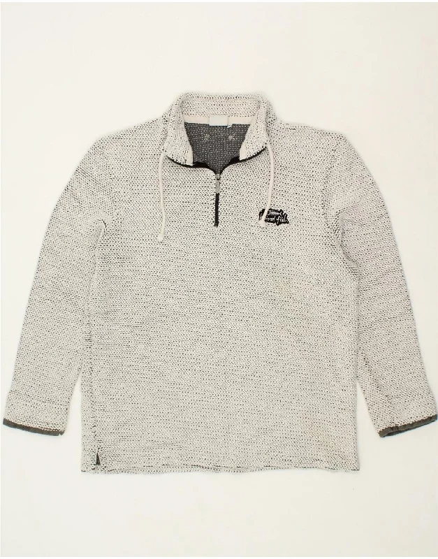 WEIRD FISH Mens Zip Neck Sweatshirt Jumper 2XL White Hoodie with Hem Elastic Stretchable Comfortable
