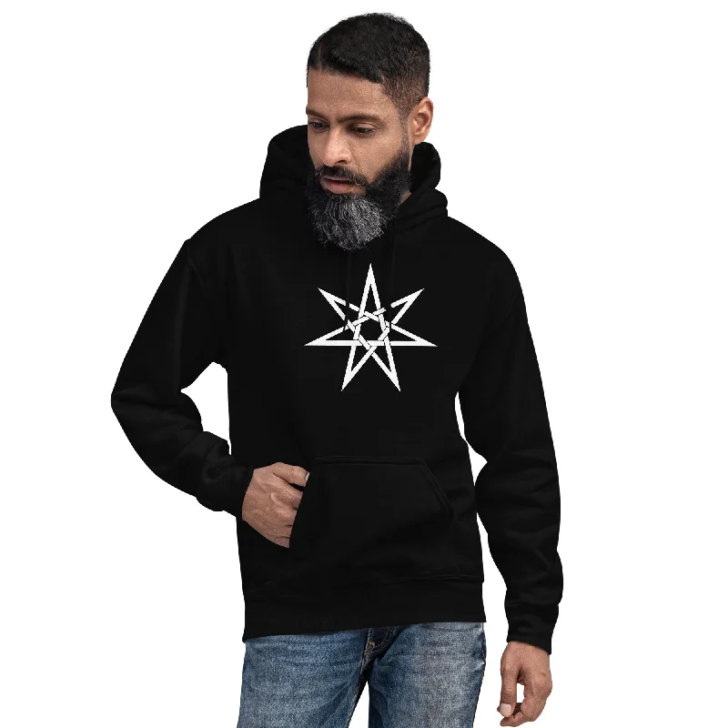 White Woven Elven Star Pagan Witchcraft Symbol Hoodie Sweatshirt Hoodie with Hem Detail Decorative Unique
