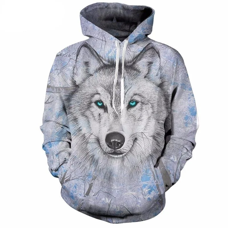 Wolf Sketch Hoodie Hoodie with Back Slit Movement Comfort