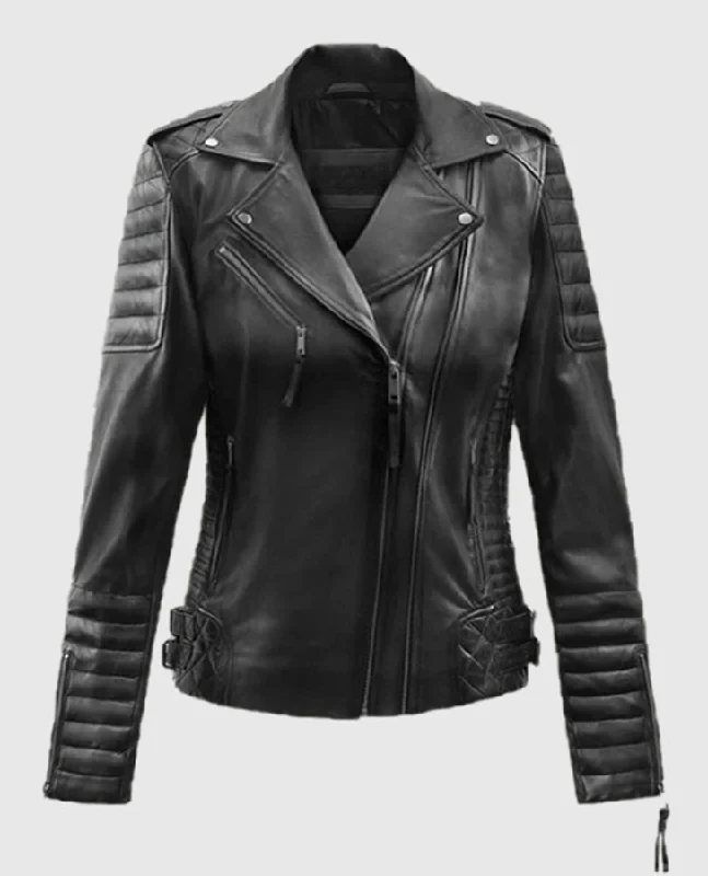 Charlotte Burnt Biker Leather Jacket Wool Jacket Cashmere Jacket Tweed Jacket