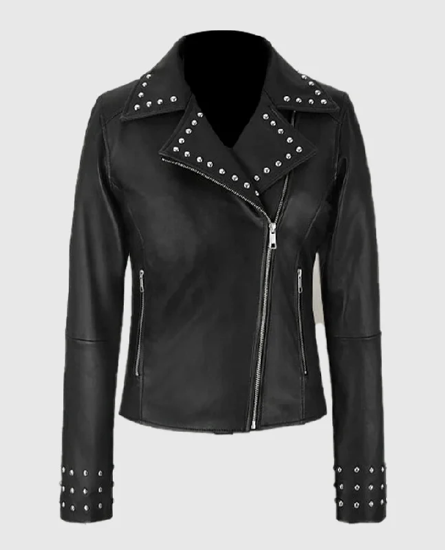 Eva Studded Leather Jacket Cotton Fabric Linen Fabric Terry Fabric