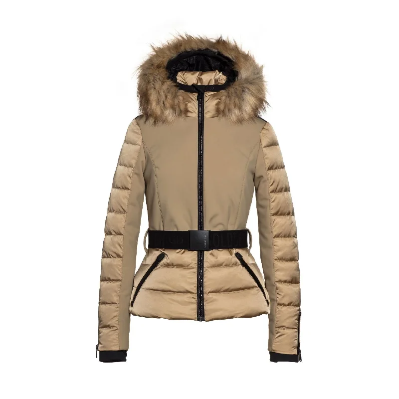 Goldbergh San Luis Womens Jacket With Real Fur Stand-Up Collar Roll-Neck Collar Turtle Neck