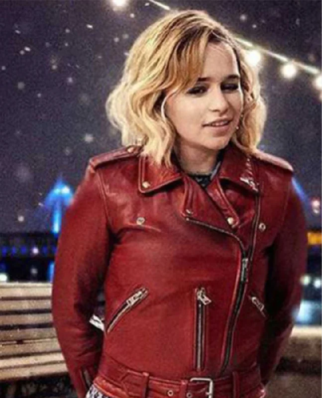 Last Christmas Emilia Clarke Leather Jacket Trench Coat Raincoat Waterproof Jacket