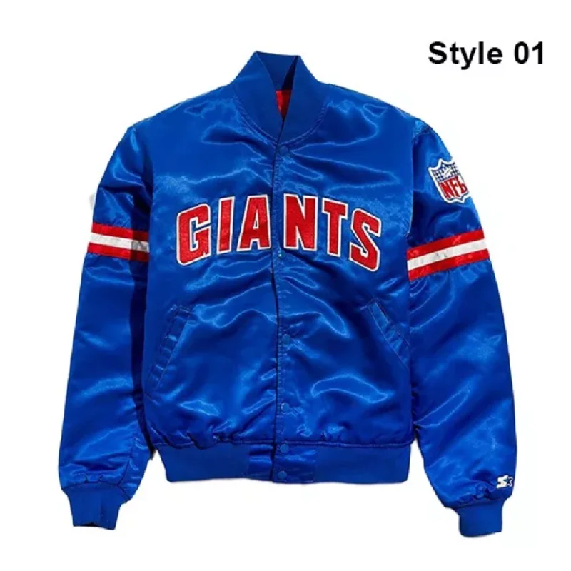 New York Giants NFL Jacket Notch Collar Jacket Peter Pan Collar Jacket Cowl Neck Jacket