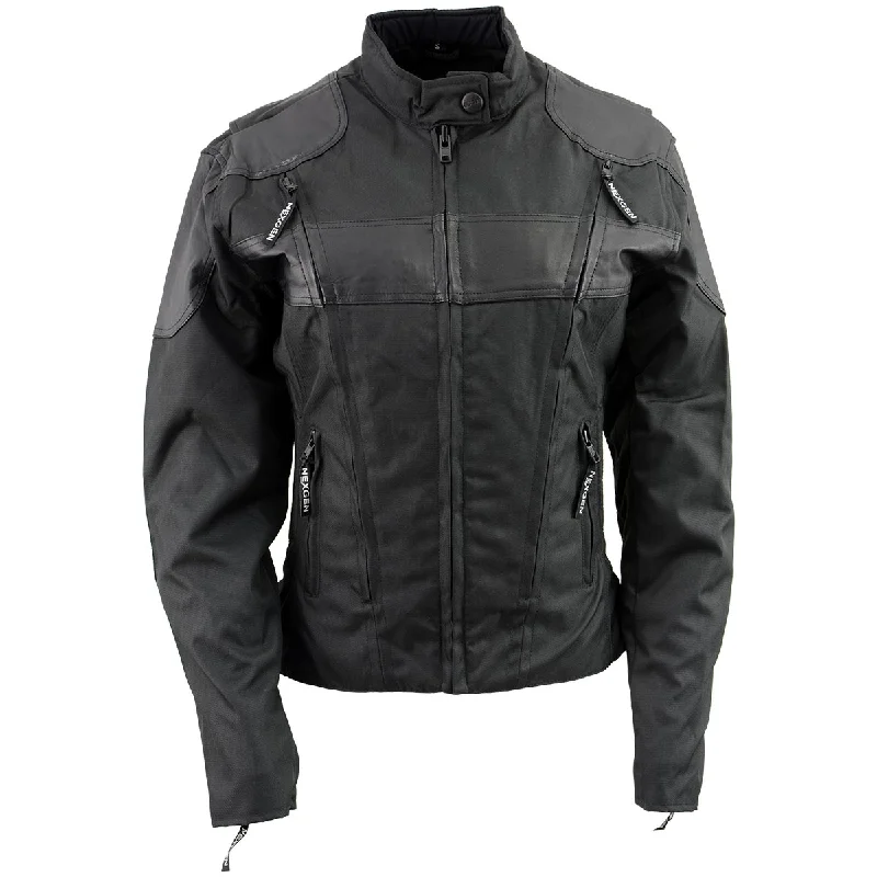 NexGen SH2179 Women's Black Leather and Textile Vented Racer Jacket Rayon Jacket Velvet Jacket Corduroy Jacket