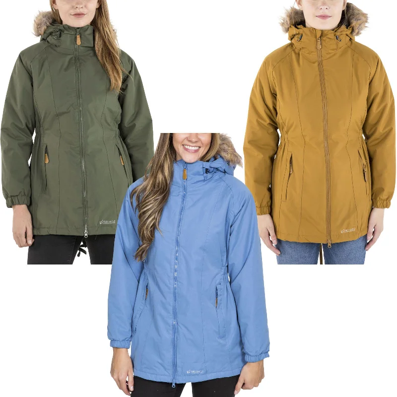 Trespass Womens Celebrity Fleece Lined Parka Jacket Tiered Jacket Buttoned Jacket Zippered Jacket