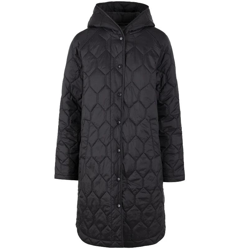 Trespass Womens Phase Hooded Longline Padded Jacket - Black Nylon Jacket Polyester Jacket Spandex Jacket