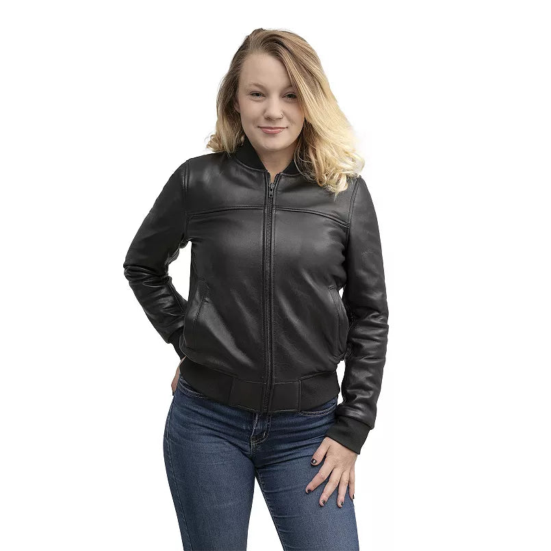 Women’s Whet Blu Dani Leather Bomber Jacket – Dynamic Comfort and Modern Edge Knit Fabric Woven Fabric Fleece Fabric