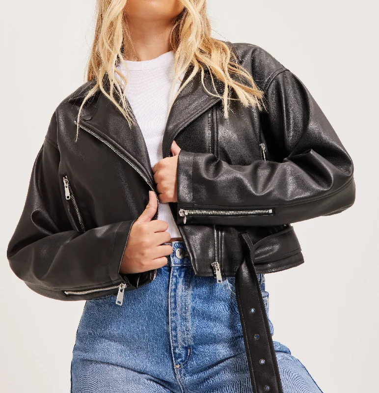 Women's Handmade Oversize Real Leather Black Bomber Jacket Zippered Jacket Buttoned Jacket Snapped Jacket