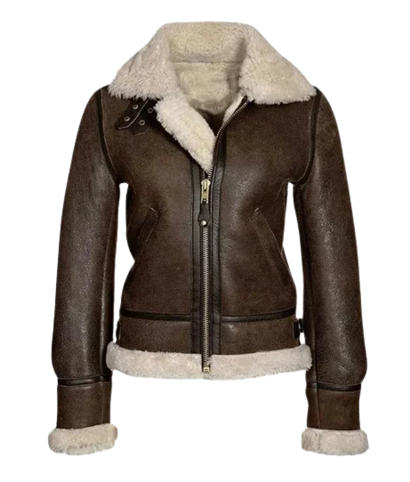 Womens Nayeli RAF Aviator Real Leather Lambskin Jacket Wool Jacket Cashmere Jacket Tweed Jacket