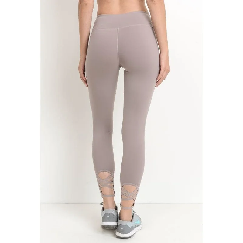Criss-Cross Back Accent Leggings Comfortable Sports Performance Tights