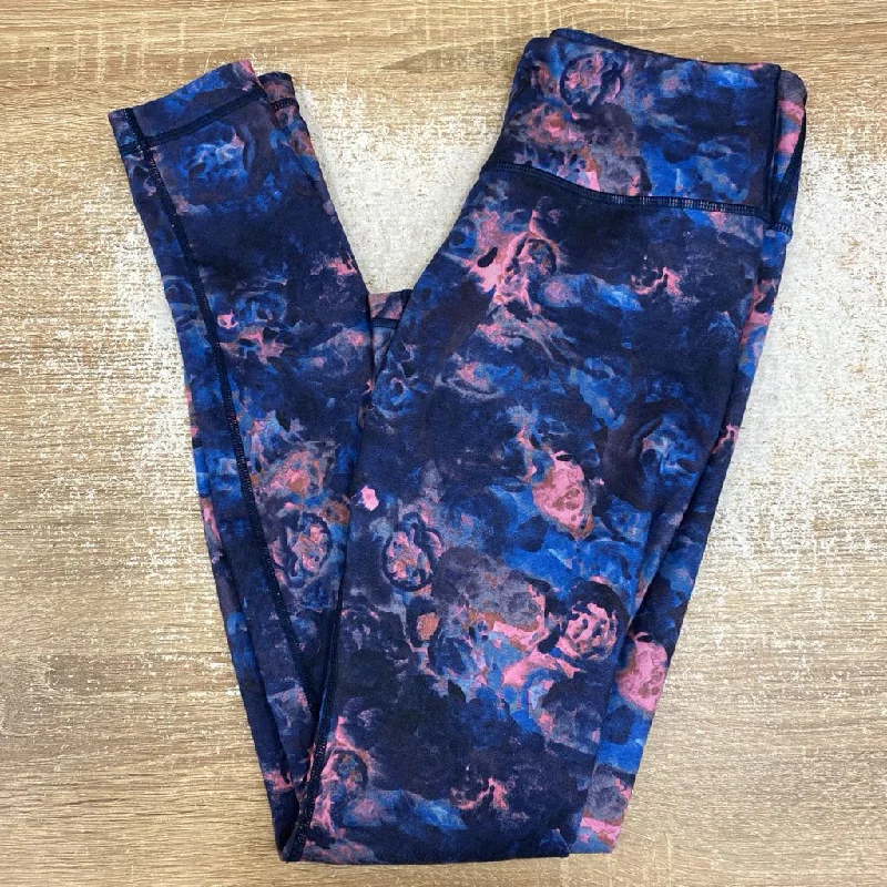 Lululemon - Women's Patterned Leggings: Blue/Pink-women-6 Trendy Activewear Leggings