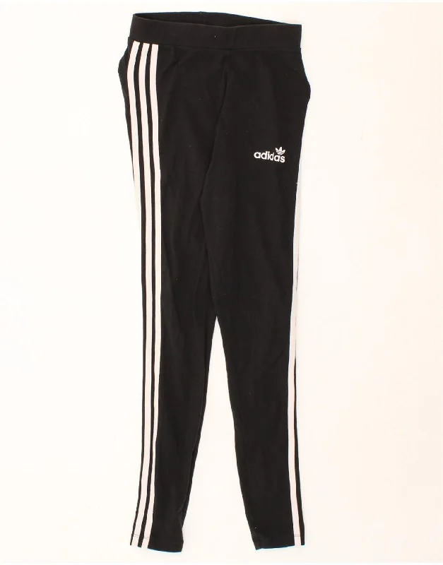 ADIDAS Womens Leggings UK 8 Small Black Cotton Stylish Sweatproof Leggings