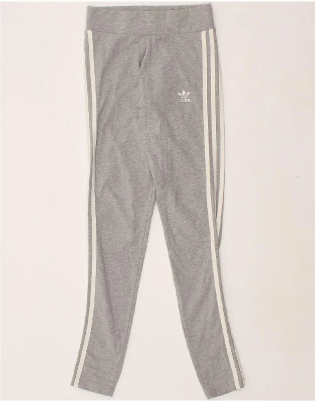 ADIDAS Womens Leggings UK 8 Small Grey Cotton Cozy Oversized Leggings