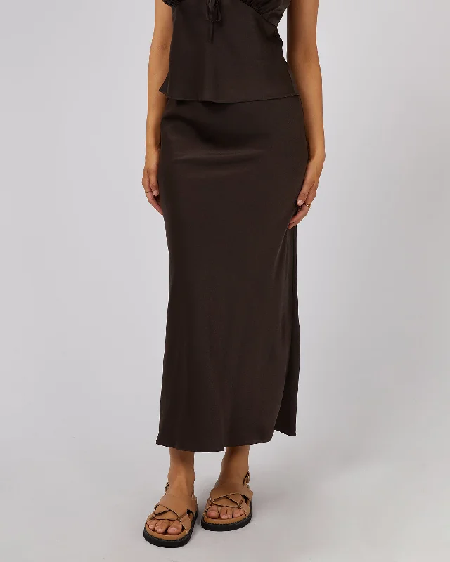 All About Eve Aire Maxi Skirt Brown denim skirt stylish