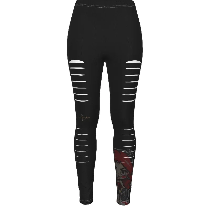 All-Over Print Women's Ripped Leggings little devil themed Fashionable Solid Color Tights All-Over Print Women's Ripped Leggings little devil themed Fashionable Solid Color Tights