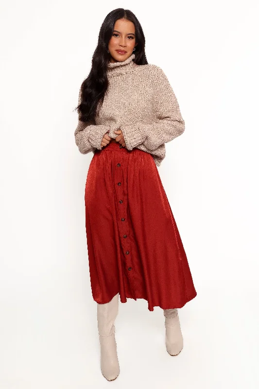 Ava Skirt - Rust cashmere skirt soft