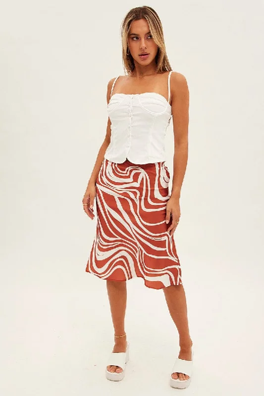 Black Abstract Abstract Midi Skirt high slit skirt