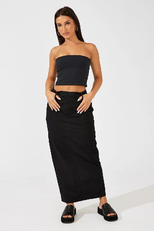 Black Maxi Skirt High Rise corduroy skirt comfortable