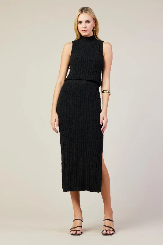 Cable Knit Midi Skirt leather skirt refined