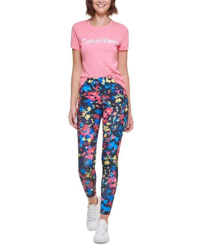 Calvin Klein Performance Womens Active Printed Pocket Leggings Chic Floral Print Leggings